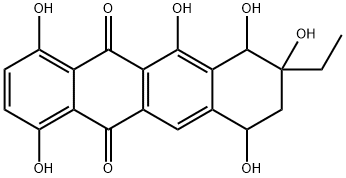 8-Ethyl-7,8,9,10-tetrahydro-1,4,6,7,8,10-hexahydroxy-5,12-naphthacenedione Struktur
