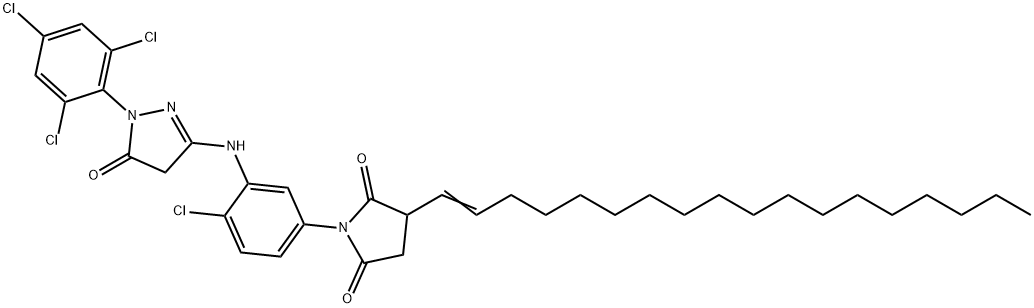 1-[4-氯-3-[[4,5-二氯-5-氧代-1-(2,4,6-三氯苯基)-1H-吡唑-3-基]-氨基]苯基]-3-(1-十八烯基)-2,5-吡咯烷二酮 結(jié)構(gòu)式