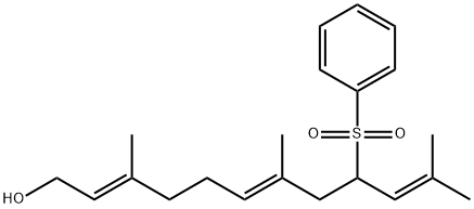 (2E,6E)-3,7,11-Trimethyl-9-(phenylsulfonyl)-2,6,10-dodecatrien-1-ol Struktur