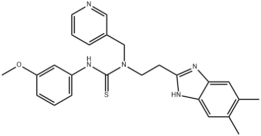 Thiourea, N-[2-(5,6-dimethyl-1H-benzimidazol-2-yl)ethyl]-N-(3-methoxyphenyl)-N-(3-pyridinylmethyl)- (9CI) Struktur
