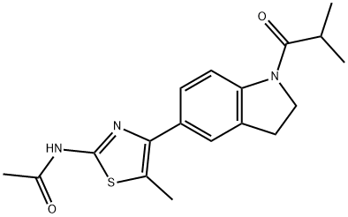 Acetamide, N-[4-[2,3-dihydro-1-(2-methyl-1-oxopropyl)-1H-indol-5-yl]-5-methyl-2-thiazolyl]- (9CI) Struktur