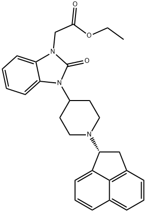 1H-BenziMidazole-1-acetic acid, 3-[1-[(1R)-1,2-dihydro-1-acenaphthylenyl]-4-piperidinyl]-2,3-dihydro-2-oxo-, ethyl ester Struktur