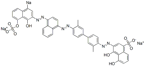 4,5-Dihydroxy-3-[[4'-[[4-[(1,8-dihydroxy-4-sodiosulfo-2-naphthalenyl)azo]-1-naphthalenyl]azo]-3,3'-dimethyl[1,1'-biphenyl]-4-yl]azo]naphthalene-1-sulfonic acid sodium salt Struktur