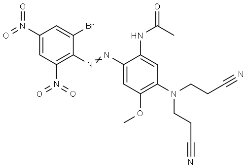 N-[5-[bis(2-cyanoethyl)amino]-2-[(2-bromo-4,6-dinitrophenyl)azo]-4-methoxyphenyl]acetamide Struktur