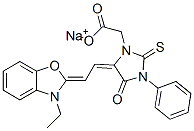sodium 5-[(3-ethyl-3H-benzoxazol-2-ylidene)ethylidene]-4-oxo-3-phenyl-2-thioxoimidazolidine-1-acetate Struktur
