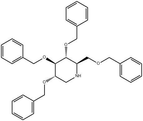 Piperidine,3,4,5-tris(phenylmethoxy)-2-[(phenylmethoxy)methyl]-,(2R,3R,4R,5S)- Struktur
