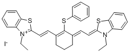 3-ETHYL-2-((E)-2-[3-((E)-2-[3-ETHYL-1,3-BENZOTHIAZOL-2(3H)-YLIDENE]ETHYLIDENE)-2-(PHENYLSULFANYL)-1-CYCLOHEXEN-1-YL]ETHENYL)-1,3-BENZOTHIAZOL-3-IUM IODIDE Struktur