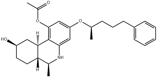 (6S)-1-アセチルオキシ-5,6,6aβ,7,8,9,10,10aα-オクタヒドロ-6-メチル-3-[(R)-1-メチル-4-フェニルブトキシ]フェナントリジン-9β-オール 化學(xué)構(gòu)造式