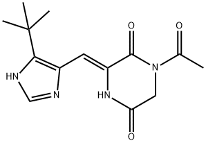 2,5-Piperazinedione, 1-acetyl-3-[[5-(1,1-dimethylethyl)-1H-imidazol-4-yl]methylene]-, (3Z)- Struktur