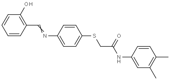N-(3,4-DIMETHYLPHENYL)-2-[(4-([(E)-(2-HYDROXYPHENYL)METHYLIDENE]AMINO)PHENYL)SULFANYL]ACETAMIDE Struktur