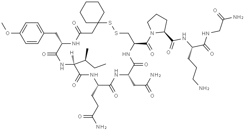BETA-MERCAPTO-BETA,BETA-CYCLOPENTAMETHYLENE-PROPIONYL-TYR(ME)-ILE-GLN-ASN-CYS-PRO-ORN-GLY-NH2 Struktur
