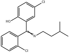4-Chloro-2-(((2-chlorophenyl)(3-methylbutyl)imino)methyl)phenol Struktur