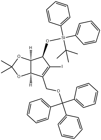 4H-Cyclopenta-1,3-dioxole, 4-[[(1,1-diMethylethyl)diphenylsilyl]oxy]-3a,6a-dihydro-5-iodo-2,2-diMethyl-6-[(triphenylMethoxy)Methyl]-, (3aR,4R,6aR)- Struktur