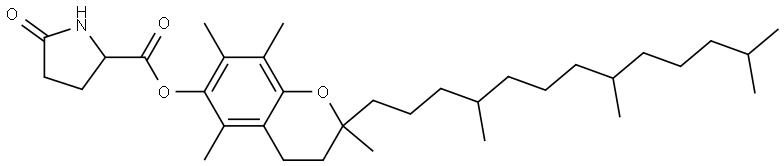 [2R-[2R*(4R*,8R*)]]-3,4-dihydro-2,5,7,8-tetramethyl-2-(4,8,12-trimethyltridecyl)-2H-1-benzopyran-6-yl 5-oxo-L-prolinate Struktur