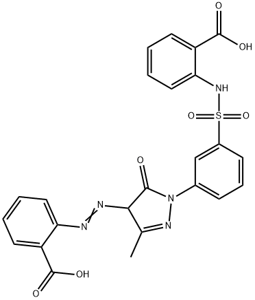2-[[1-[3-[[(2-carboxyphenyl)amino]sulphonyl]phenyl]-4,5-dihydro-3-methyl-5-oxo-1H-pyrazole-4-yl]azo]benzoic acid Struktur