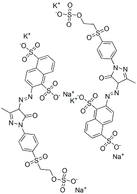 2-[[4,5-dihydro-3-methyl-5-oxo-1-[4-[[2-(sulphooxy)ethyl]sulphonyl]phenyl]-1H-pyrazol-4-yl]azo]naphthalene-1,5-disulphonic acid, potassium sodium salt Struktur