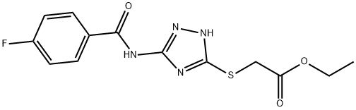 ethyl 2-({3-[(4-fluorobenzoyl)amino]-1H-1,2,4-triazol-5-yl}sulfanyl)acetate Struktur