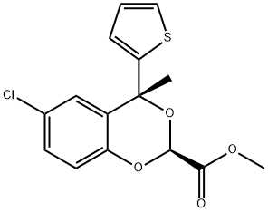 1,3-Benzodioxan-2-carboxylic acid, 6-chloro-4-methyl-4-(2-thienyl)-, m ethyl ester, (E)- Struktur