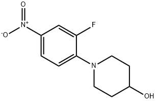 1-(2-fluoro-4-nitrophenyl)piperidin-4-o Struktur
