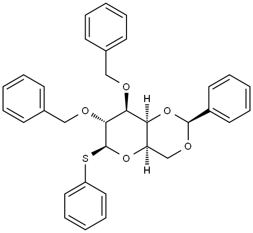b-D-Galactopyranoside, phenyl 2,3-bis-O-(phenylMethyl)-4,6-O-[(S)-phenylMethylene]-1-thio- Struktur
