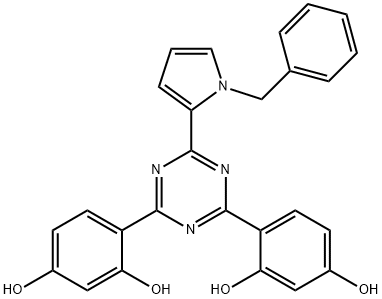 2-(1-Benzyl-1H-pyrrol-2-yl)-4,6-bis(2,4-dihydroxyphenyl)-1,3,5-triazine Struktur