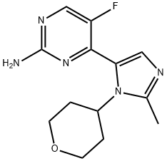 5-fluoro-4-(2-Methyl-1-(tetrahydro-2H-pyran-4-yl)-1H-iMidazol-5-yl)pyriMidin-2-aMine Struktur