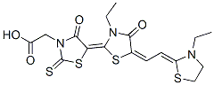 5-[3-ethyl-5-[(3-ethylthiazolidin-2-ylidene)ethylidene]-4-oxothiazolidin-2-ylidene]-4-oxo-2-thioxothiazolidin-3-acetic acid Struktur