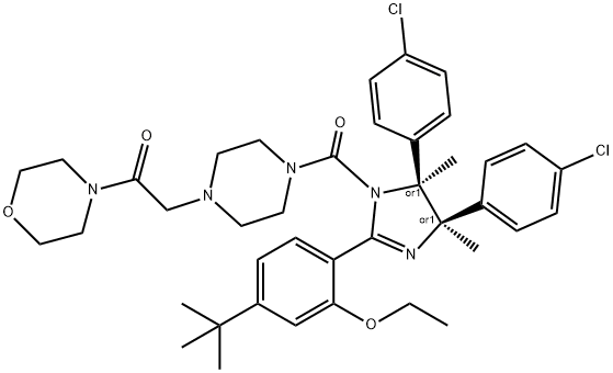 rel-2-[4-[[(4R,5S)-4,5-Bis(4-chlorophenyl)-2-[4-(1,1-dimethylethyl)-2-ethoxyphenyl]-4,5-dihydro-4,5-dimethyl-1H-imidazol-1-yl]carbonyl]-1-piperazinyl]-1-(4-morpholinyl)ethanone Structure
