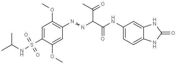 N-(2,3-dihydro-2-oxo-1H-benzimidazol-5-yl)-2-[[4-[[isopropylamino]sulphonyl]-2,5-dimethoxyphenyl]azo]-3-oxobutyramide Struktur
