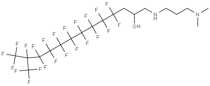 1-[[3-(dimethylamino)propyl]amino]-4,4,5,5,6,6,7,7,8,8,9,9,10,10,11,11,12,13,13,13-icosafluoro-12-(trifluoromethyl)tridecan-1-ol Struktur