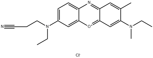 7-[(2-cyanoethyl)ethylamino]-3-(ethylmethylamino)-2-methylphenoxazin-5-ium chloride Struktur