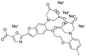 1-[2-(5-CARBOXYOXAZOL-2-YL)-6-AMINOBENZOFURAN-5-OXY]-2-(2'-AMINO-5'-METHYLPHENOXY)-ETHANE-N,N,N',N'-TETRAACETIC ACID, 5NA Structure