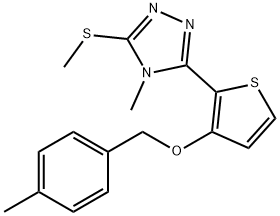 4-METHYL-3-(3-[(4-METHYLBENZYL)OXY]-2-THIENYL)-5-(METHYLSULFANYL)-4H-1,2,4-TRIAZOLE Structure