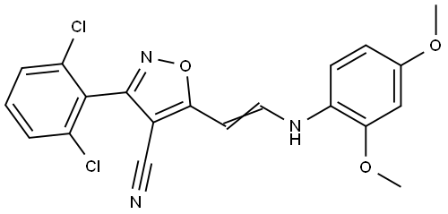 3-(2,6-DICHLOROPHENYL)-5-[2-(2,4-DIMETHOXYANILINO)VINYL]-4-ISOXAZOLECARBONITRILE Struktur