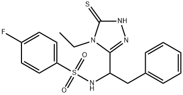 N-[1-(4-ETHYL-5-SULFANYL-4H-1,2,4-TRIAZOL-3-YL)-2-PHENYLETHYL]-4-FLUOROBENZENESULFONAMIDE Struktur