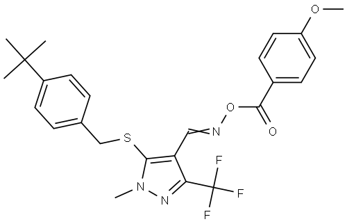 5-([4-(TERT-BUTYL)BENZYL]SULFANYL)-4-(([(4-METHOXYBENZOYL)OXY]IMINO)METHYL)-1-METHYL-3-(TRIFLUOROMETHYL)-1H-PYRAZOLE Struktur