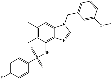4-FLUORO-N-[1-(3-METHOXYBENZYL)-5,6-DIMETHYL-1H-1,3-BENZIMIDAZOL-4-YL]BENZENESULFONAMIDE Struktur