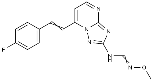 N-[7-(4-FLUOROSTYRYL)[1,2,4]TRIAZOLO[1,5-A]PYRIMIDIN-2-YL]-N'-METHOXYIMINOFORMAMIDE Struktur