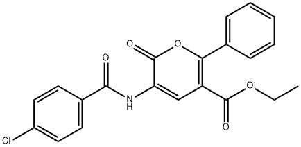 ETHYL 3-[(4-CHLOROBENZOYL)AMINO]-2-OXO-6-PHENYL-2H-PYRAN-5-CARBOXYLATE Struktur