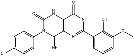 3-(4-CHLOROPHENYL)-6-(2-HYDROXY-3-METHOXYPHENYL)-4-IMINO-1,3,7-TRIHYDRO-5,7-DIAZAQUINAZOLINE-2,8-DIONE Struktur