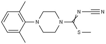 METHYL N-CYANO-4-(2,6-DIMETHYLPHENYL)TETRAHYDRO-1(2H)-PYRAZINECARBIMIDOTHIOATE Struktur