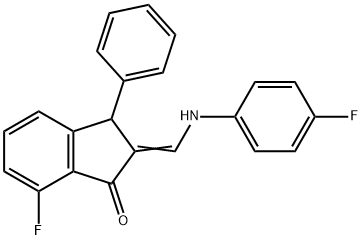 7-FLUORO-2-[(4-FLUOROANILINO)METHYLENE]-3-PHENYL-1-INDANONE Struktur