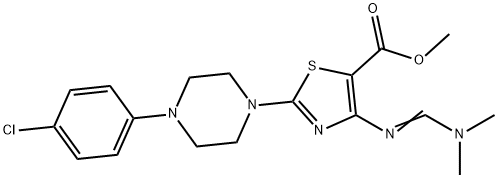 METHYL 2-[4-(4-CHLOROPHENYL)PIPERAZINO]-4-([(DIMETHYLAMINO)METHYLENE]AMINO)-1,3-THIAZOLE-5-CARBOXYLATE Structure