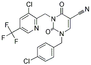 1-(4-CHLOROBENZYL)-3-([3-CHLORO-5-(TRIFLUOROMETHYL)-2-PYRIDINYL]METHYL)-2,4-DIOXO-1,2,3,4-TETRAHYDRO-5-PYRIMIDINECARBONITRILE Structure