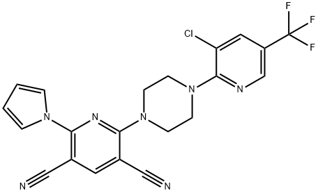 2-(4-[3-CHLORO-5-(TRIFLUOROMETHYL)-2-PYRIDINYL]PIPERAZINO)-6-(1H-PYRROL-1-YL)-3,5-PYRIDINEDICARBONITRILE Struktur