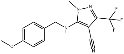 5-[(4-METHOXYBENZYL)AMINO]-1-METHYL-3-(TRIFLUOROMETHYL)-1H-PYRAZOLE-4-CARBONITRILE Structure