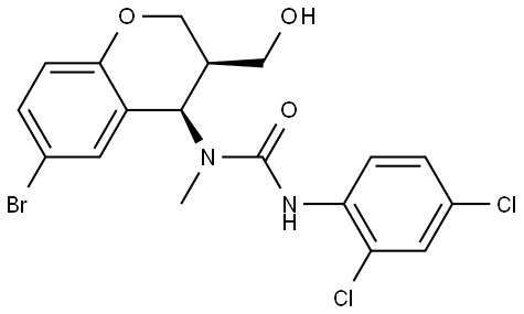 N-[6-BROMO-3-(HYDROXYMETHYL)-3,4-DIHYDRO-2H-CHROMEN-4-YL]-N'-(2,4-DICHLOROPHENYL)-N-METHYLUREA Struktur