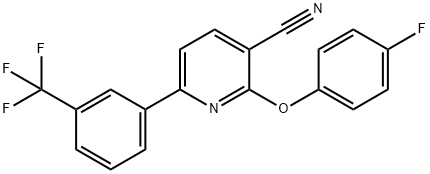 2-(4-FLUOROPHENOXY)-6-[3-(TRIFLUOROMETHYL)PHENYL]NICOTINONITRILE Struktur