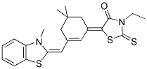 3-ETHYL-5-[3-((3-METHYL-2-BENZOTHIAZOLINYLIDENE)METHYL) 5,5-DIMETHYL-2-CYCLOHEXEN-1-YLIDENE] RHODANINE Struktur