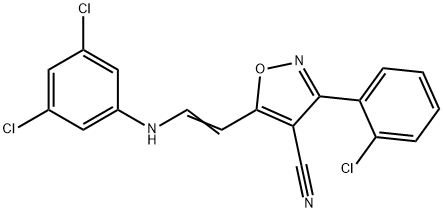 3-(2-CHLOROPHENYL)-5-[2-(3,5-DICHLOROANILINO)VINYL]-4-ISOXAZOLECARBONITRILE Struktur